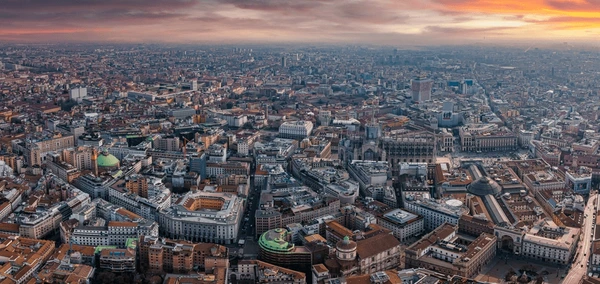 A bird-eye view of Milan.