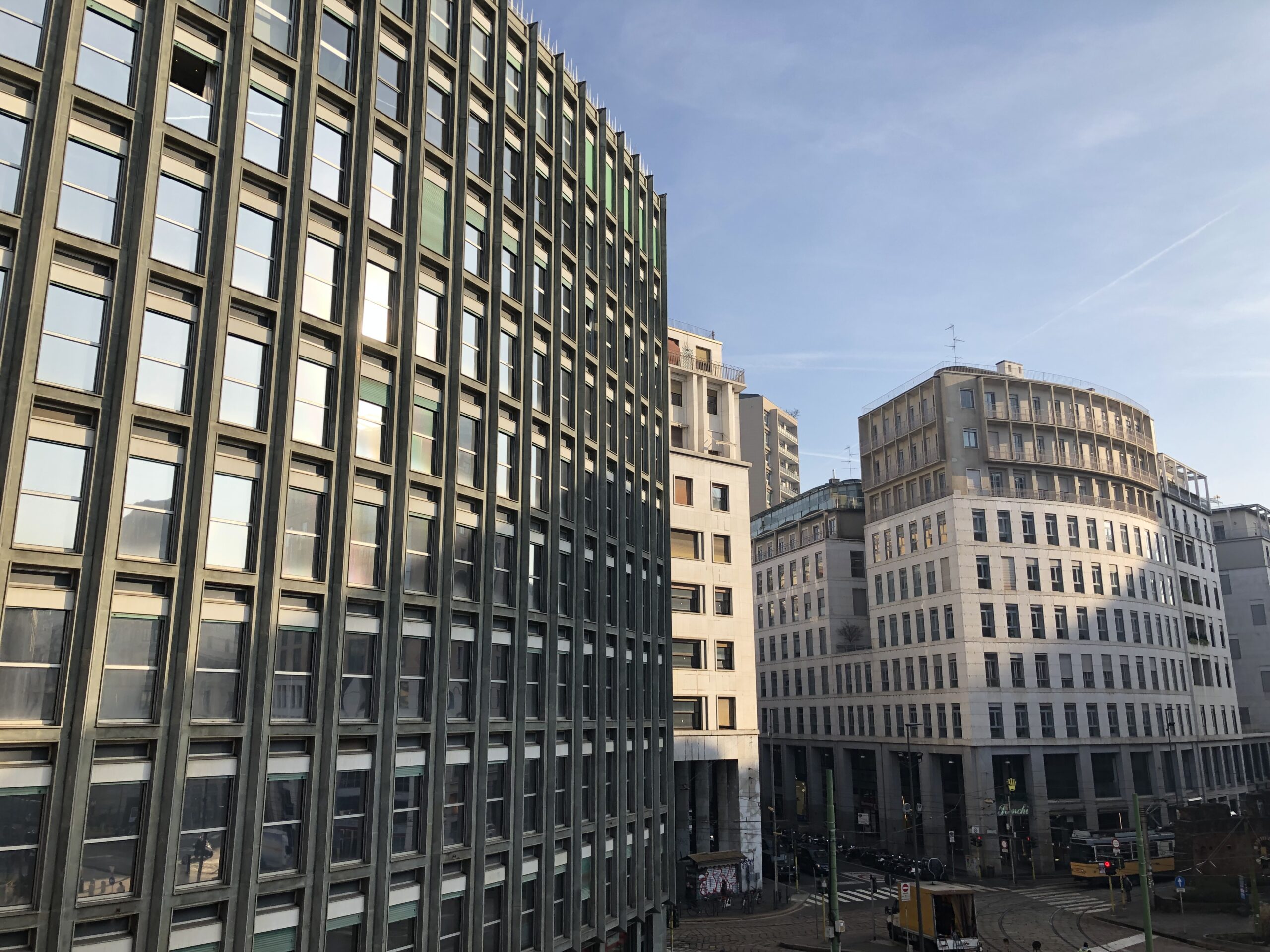 Modern buildings in Piazza Missori, Milan.