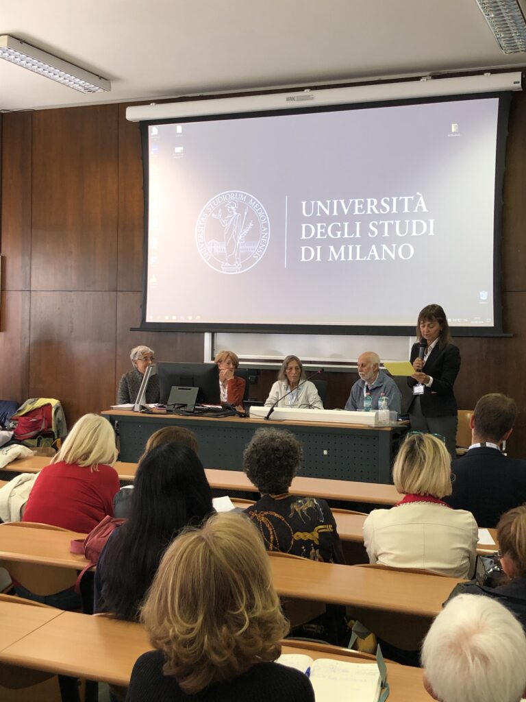 Round table. From left to right: Maria Cecilia Rizzardi, Lucilla Lopriore, Stefania Nuccorini, Gianfranco Porcelli, and Silvia Minardi