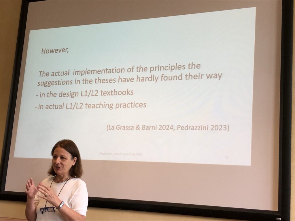 Luciana Pedrazzini presenting at ICHoLLt 2025